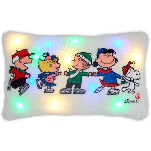 Hallmark Accents Peanuts Gang Ice Skating Lightup Throw Pillow 25x2